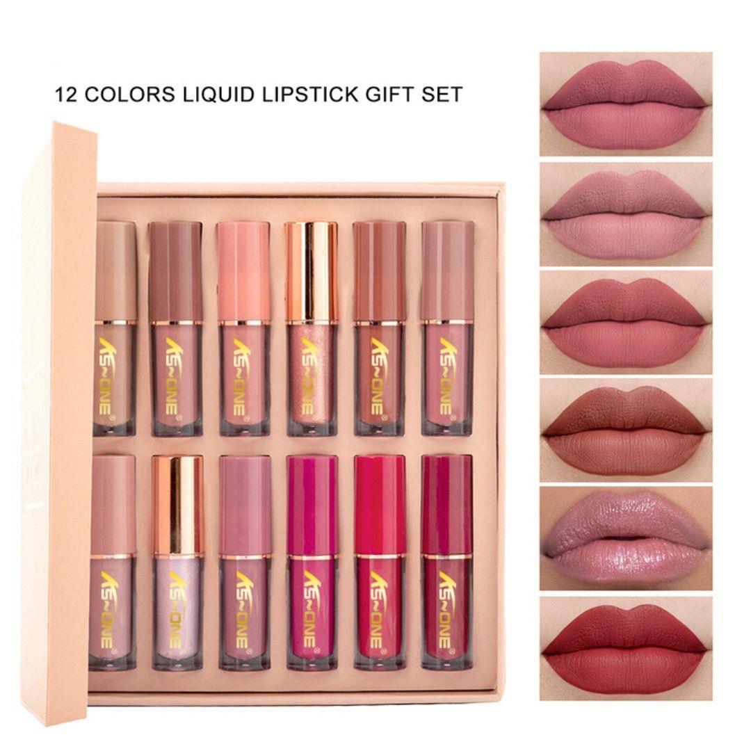 Mocmallure 12 Colors Matte Liquid Lipstick & Lip Gloss Set 2.5ml*12pcs